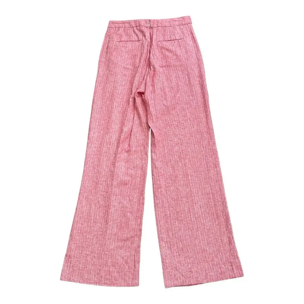 Banana Republic Pants Linen Blend Sailor Womens 4 Red White Wide Leg Back Zip
